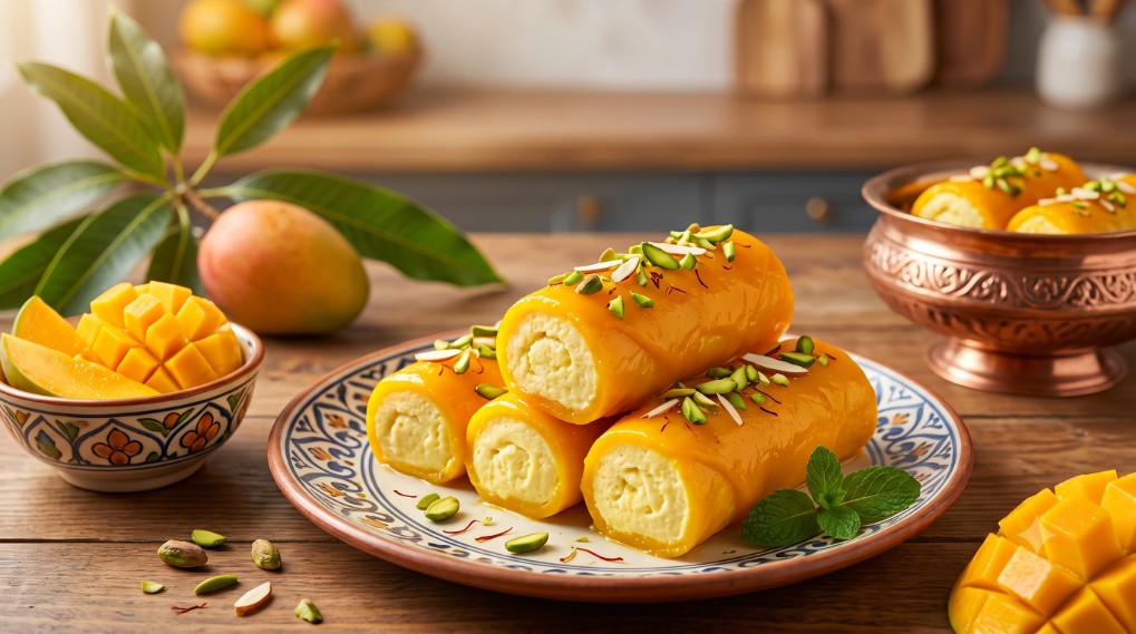 Mango Sandesh Rolls