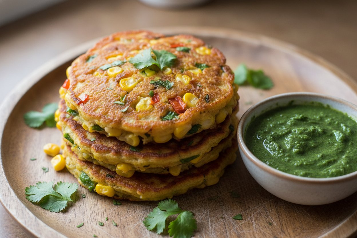 મકાઈ અને શાકભાજીના પૅનકેક